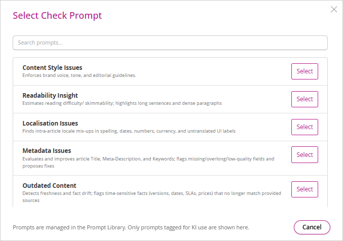 Select prompts